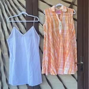 NWT Johnny Was 100% COTTON Sleeveless Summer Dress w/ White Cotton Slip
